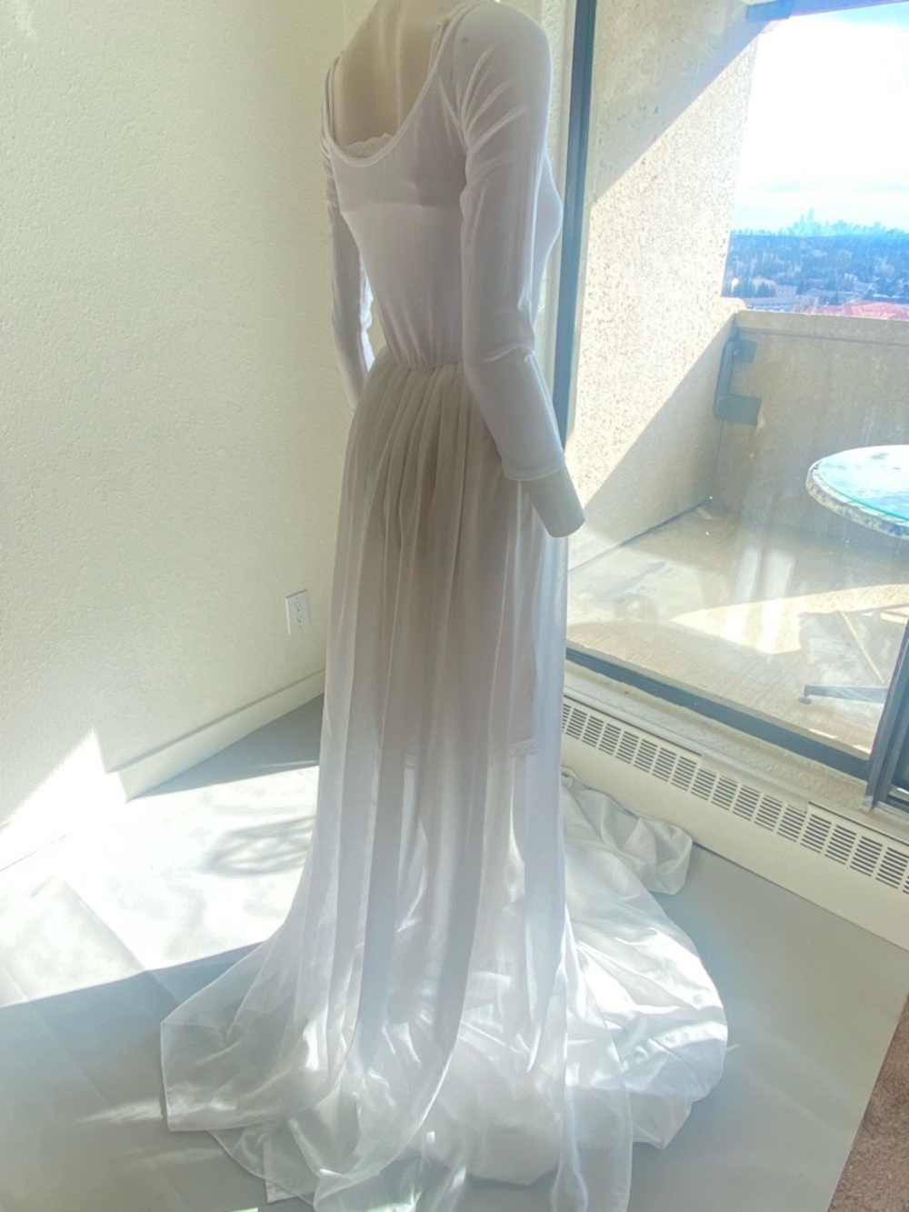 Elegant White Long-Sleeve Maxi Dress or Sheer Robe
